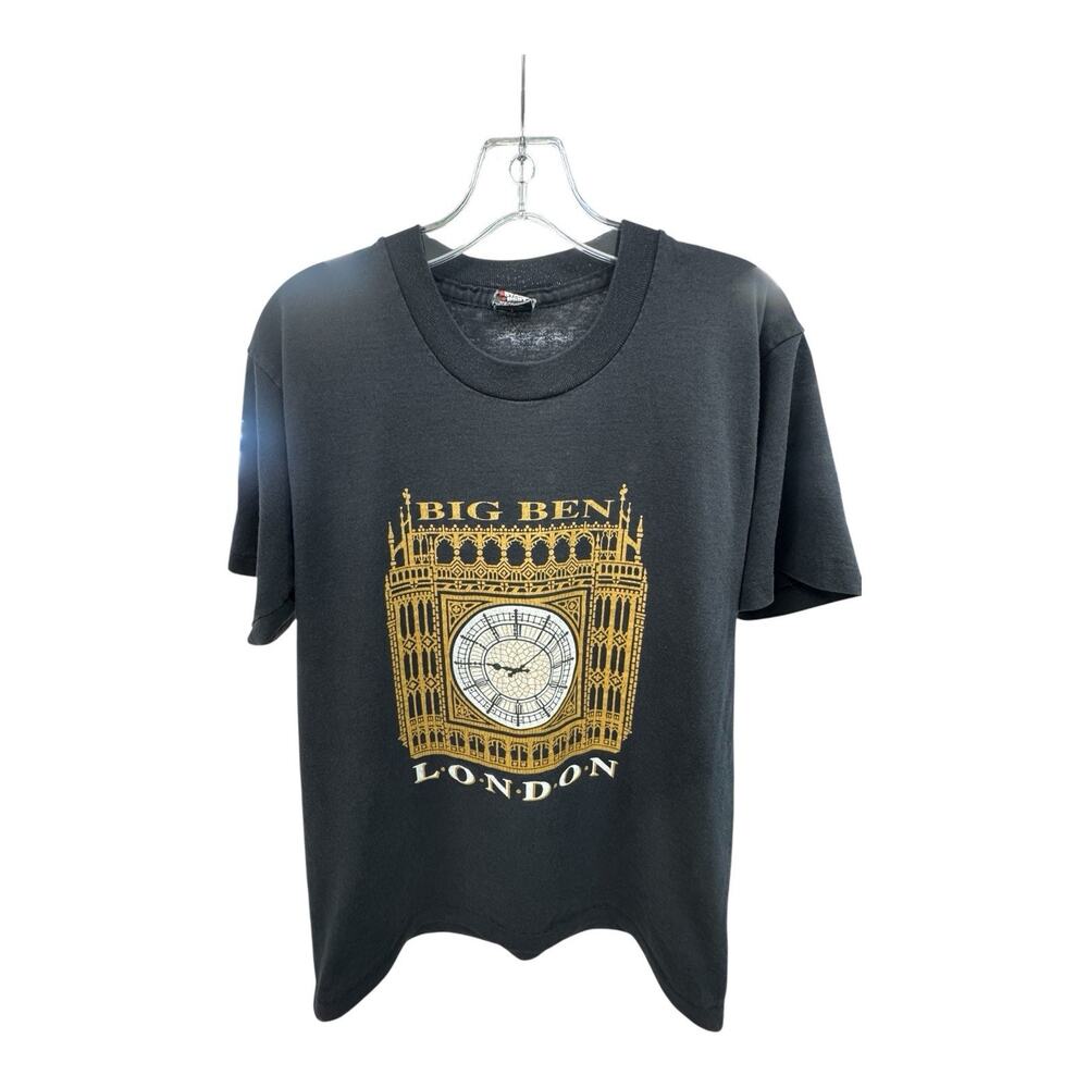 Vintage Screen Star Best Big Ben London Print Black L Single Stitch T-Shirt